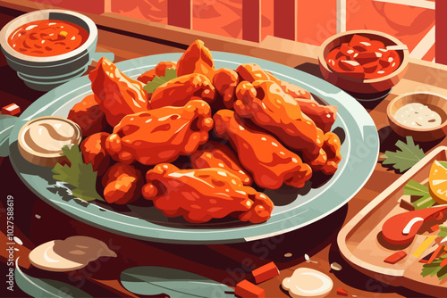 buffalo wings classic illustration