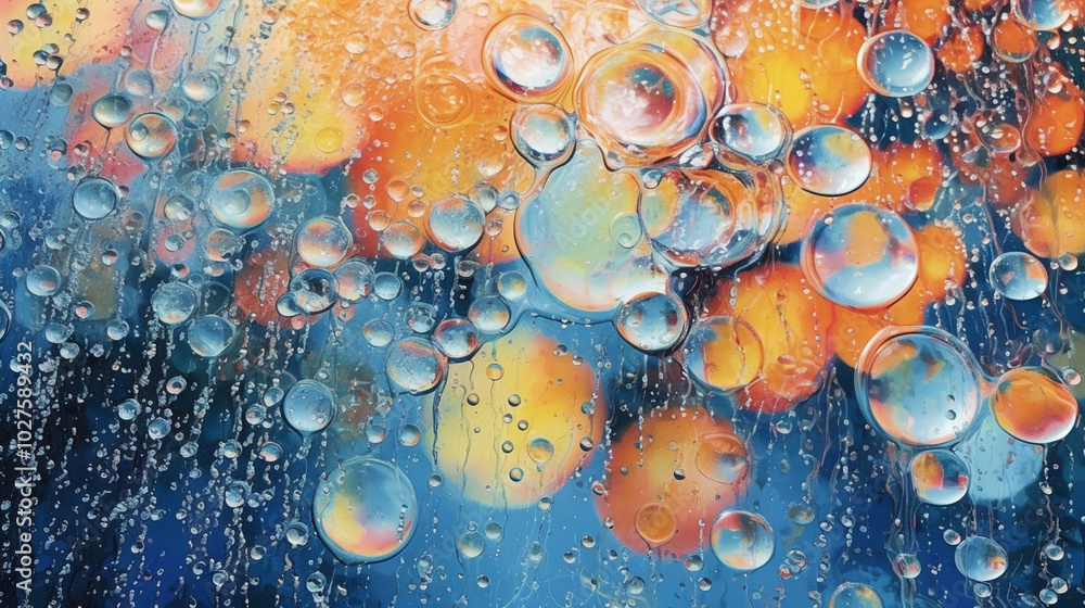 beautiful raindrops on a rainy day