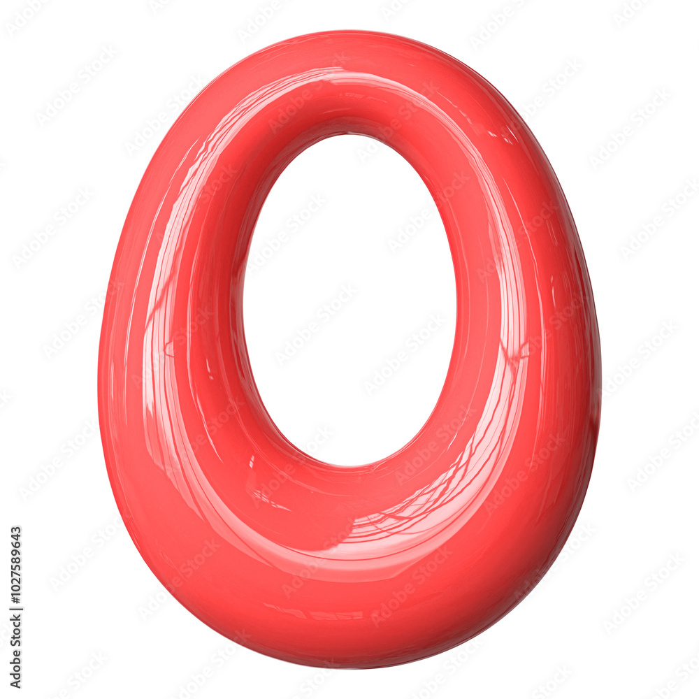 Bubble Letter O Font Red 3D Render Bubble Letter O Font Red 3D Render