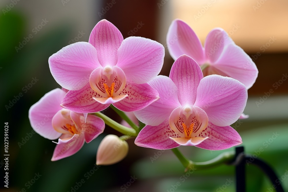 Orchid flower buds just beginning to open, with their soft green stems supporting the tender blooms, hinting at the beauty about to unfold Orchid flower buds just beginning to open, with their soft green stems supporting the tender blooms, hinting at the beauty about to unfold