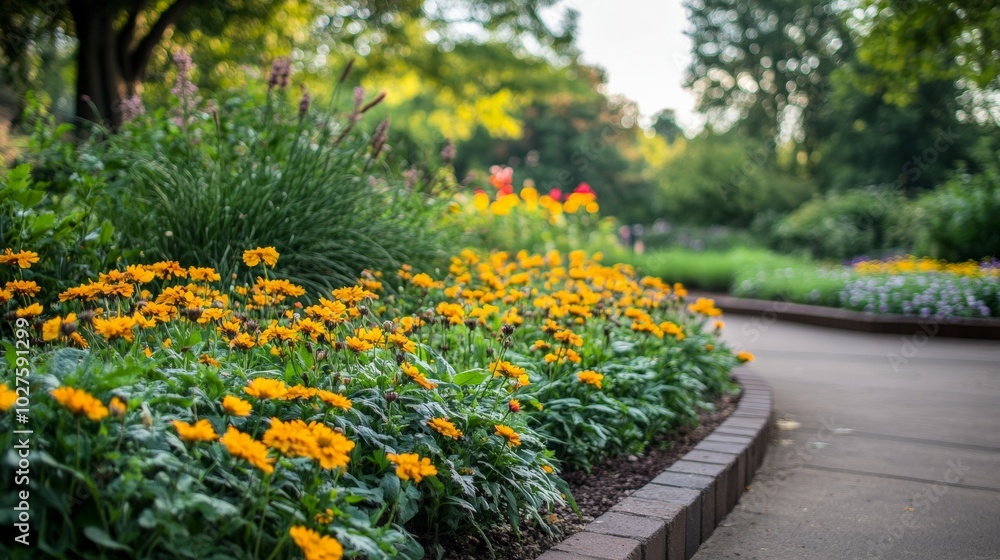 Vibrant Floral Display in a Lush Garden Landscape Vibrant Floral Display in a Lush Garden Landscape