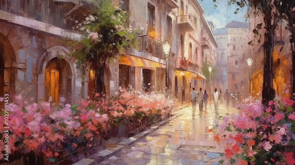 Fototapeta premium the landscape of the city streets on a spring day