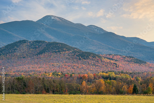 colorful foliage at sunset in the Adirondack mountains