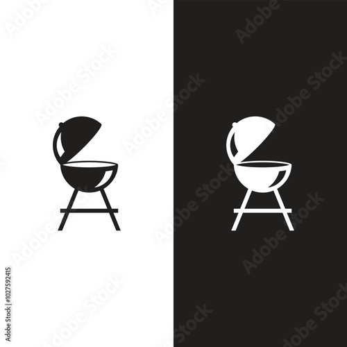 BBQ grill icon set. Barbecue, bar-b-q, spatula, grill fork, picnic, fire