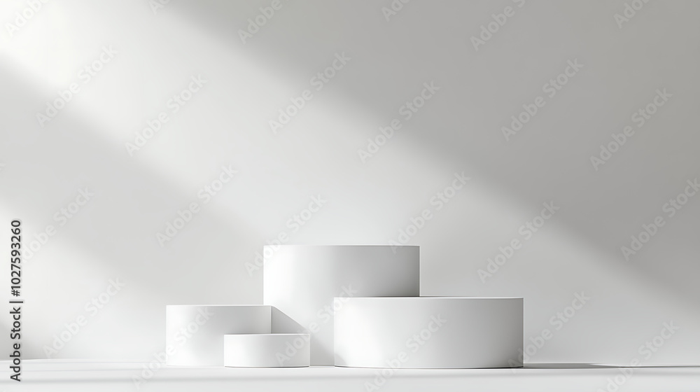 Fototapeta premium A banner for the online camera shop, with 4 podiums in different sizes against a simple background