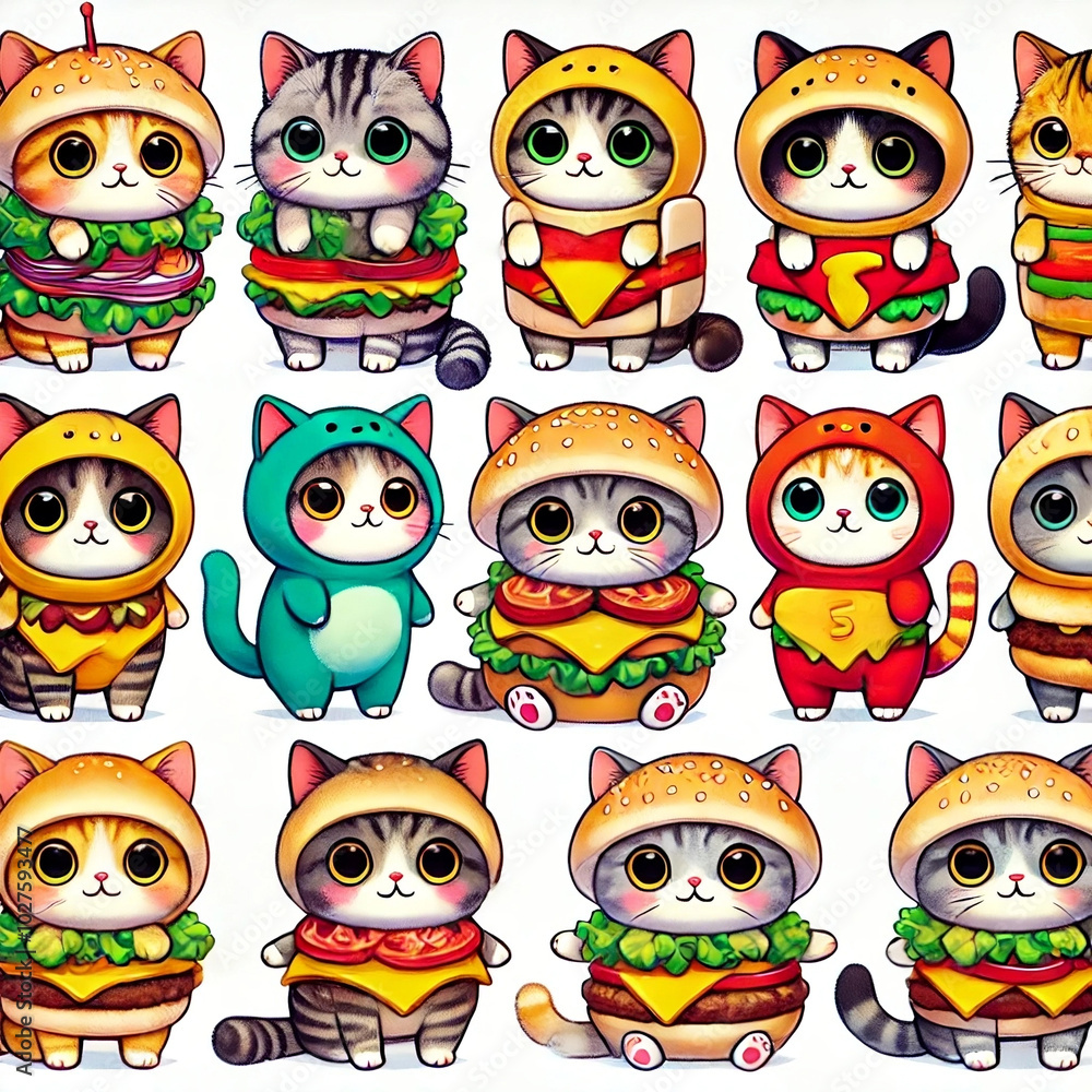 Fototapeta premium Burger Kitties Delight
