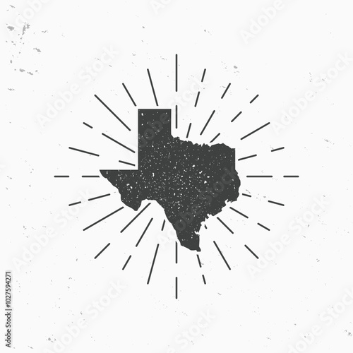 Texas icon with light rays. Vintage Texas map with stamp effect. Vector illustration