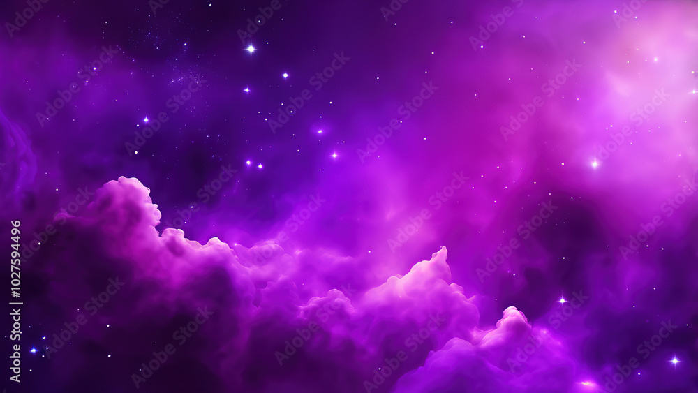 Fototapeta premium Purple background with nebula space and star 