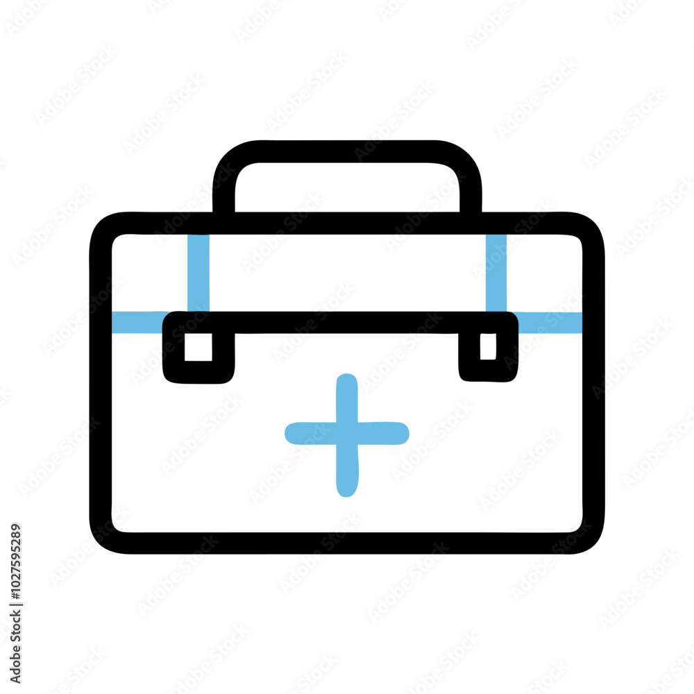 Doctor's Bag Icon in Black and Blue Representing Healthcare Doctor's Bag Icon in Black and Blue Representing Healthcare