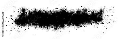 Black ink stencil spray with paint drip isolated on white background. Grunge street airbrush painting. Graffiti with smudges and drops. Vector illustration