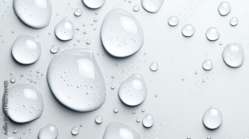 Water drops on a smooth surface, clear and refreshing appearance. photo