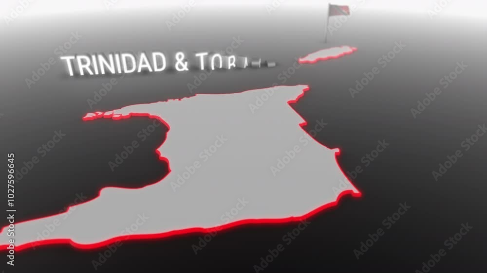 3d animated map of Trinidad and Tobago gets hit and fractured by the text “Inflation” 3d animated map of Trinidad and Tobago gets hit and fractured by the text “Inflation”