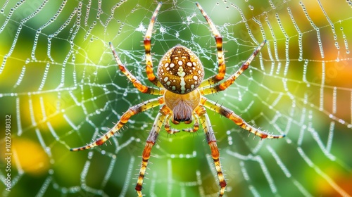 Colorful Spider on Intricate Web in Nature