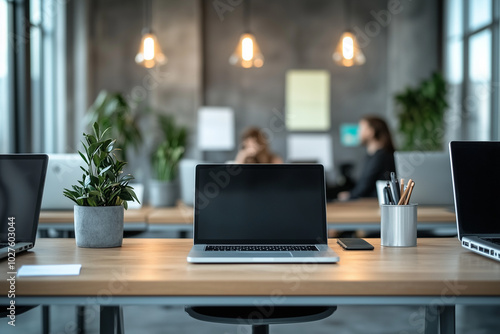 Wallpaper Mural Bright and clean coworking space with freelancers on laptops Torontodigital.ca