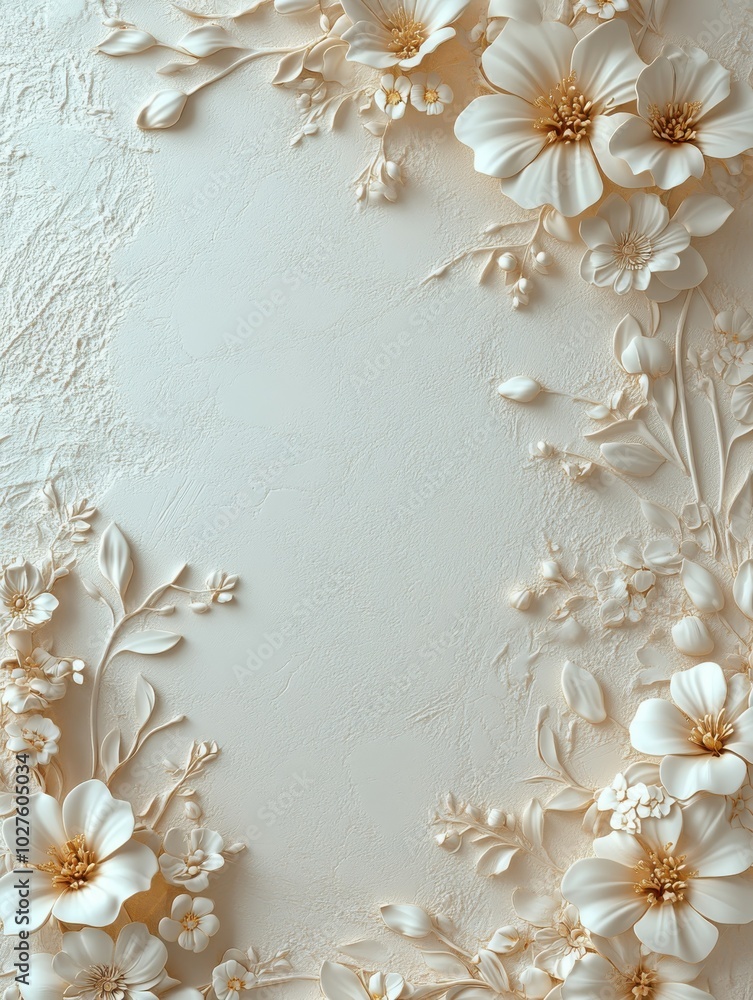 A western-inspired 3D border with delicate floral engravings along the edges, framing a minimalist blank space, set against a neutral background with a subtle gradient and earthy tones A western-inspired 3D border with delicate floral engravings along the edges, framing a minimalist blank space, set against a neutral background with a subtle gradient and earthy tones