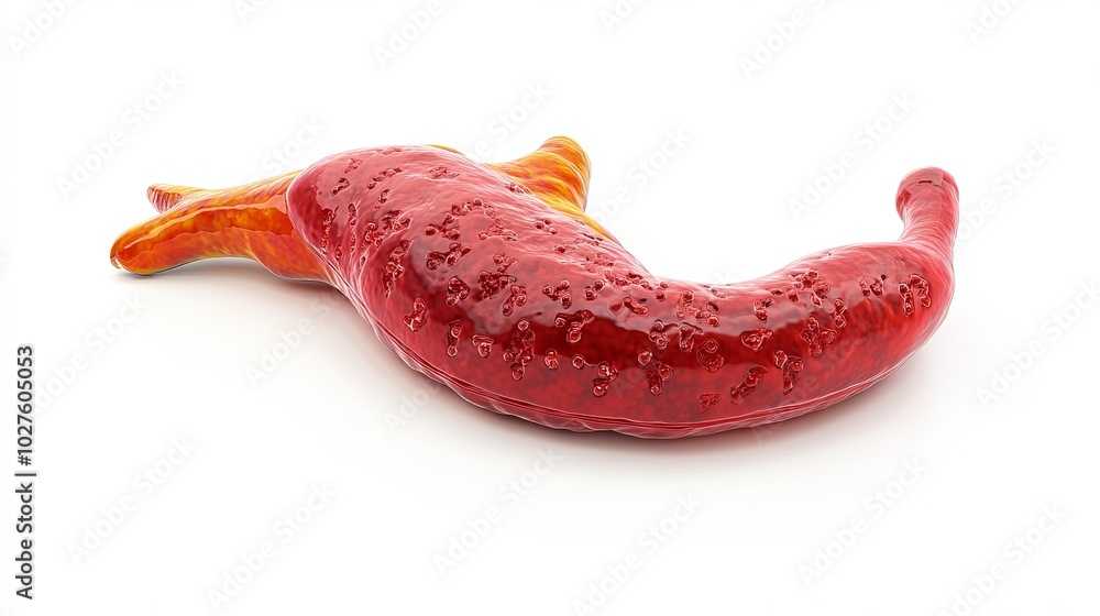 image of the pancreas. on a white background. cut off image of the pancreas. on a white background. cut off