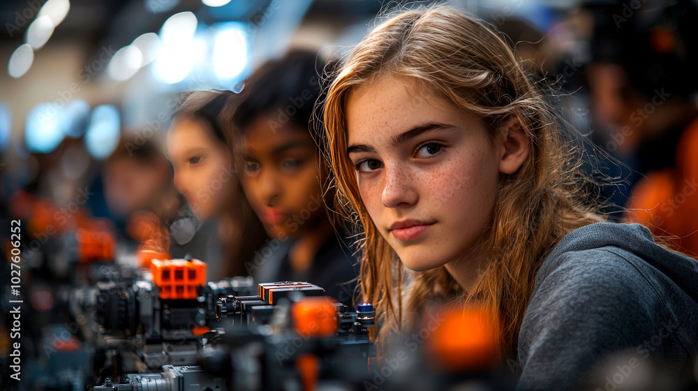 Young individuals engaged in a technology-focused event. Young individuals engaged in a technology-focused event.