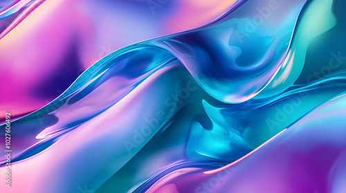 Colorful, flowing piece of fabric with a blue and purple hue