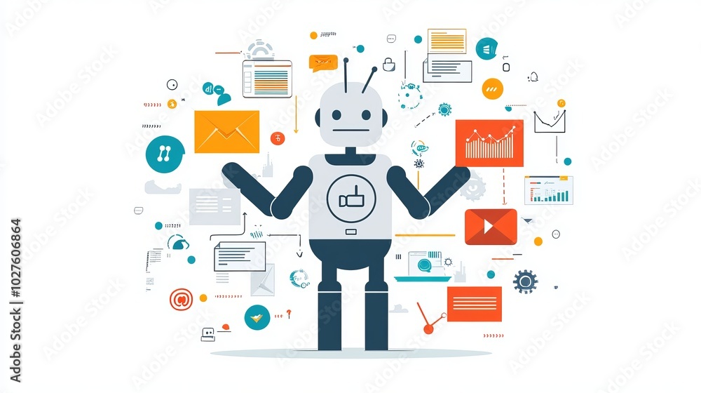 Marketing automation Marketing automation describes the use of software or online services (like HubSpot, MailChimp, and Act-on) to automate repetitive marketing tasks like emails, customer relationsh Marketing automation Marketing automation describes the use of software or online services (like HubSpot, MailChimp, and Act-on) to automate repetitive marketing tasks like emails, customer relationsh