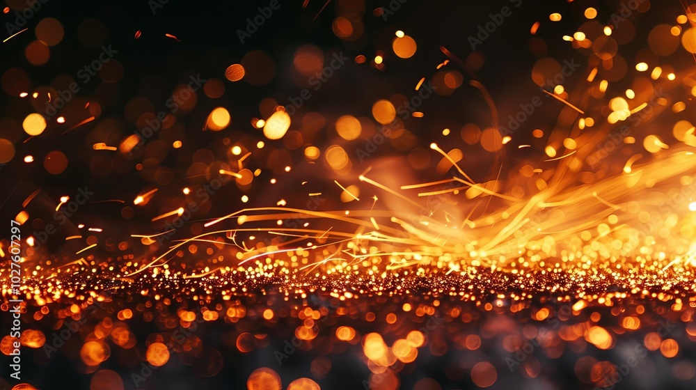 Naklejka premium Abstract background of sparks flying from a welding torch.