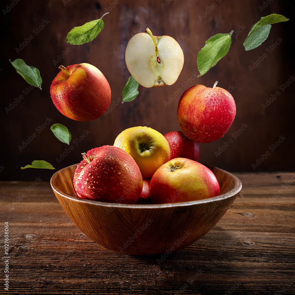 Surreal Apples in Rustic Bowl Composition Surreal Apples in Rustic Bowl Composition