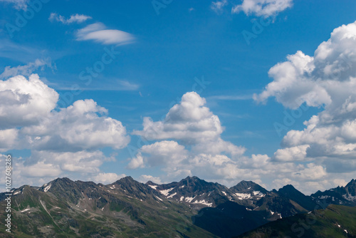 Fantastic alpine scenery at the Arlberg pass in Austria seen from a small plane