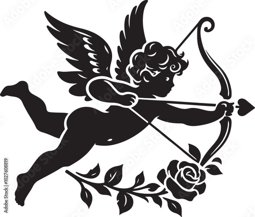 Cupid silhouette vector illustration
