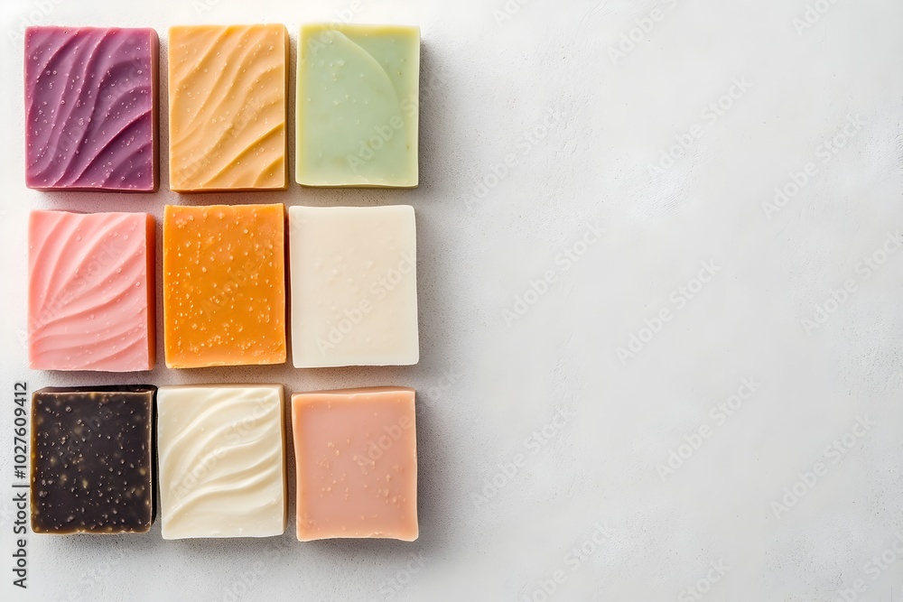 Fototapeta premium Elegantly Displayed Luxury Soap Bars in Captivating Commercial Poster