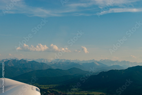 Bavarian mountain panorama seen from a small plane photo