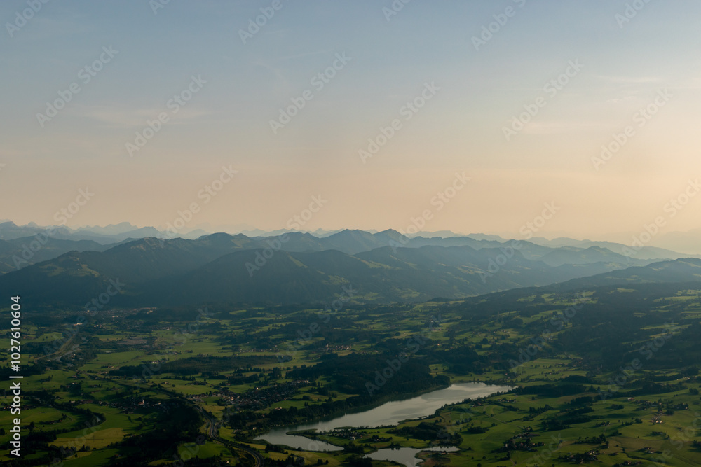 Bavarian mountain panorama seen from a small plane Bavarian mountain panorama seen from a small plane