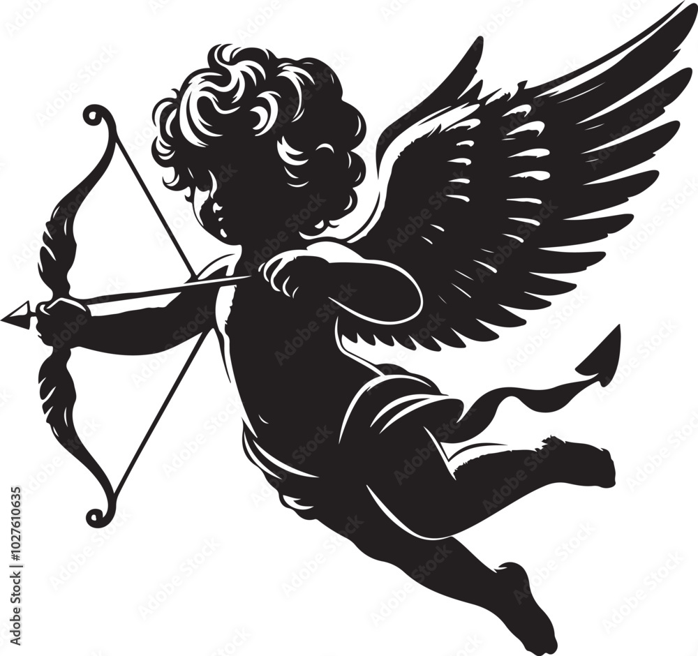 Fototapeta premium Cupid silhouette vector illustration