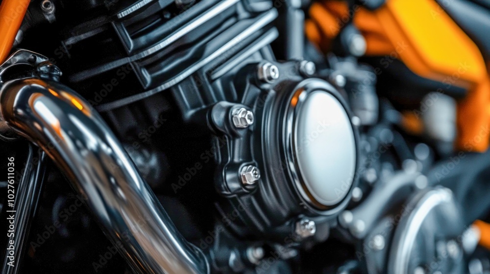 Fototapeta premium Detailed View of Motorcycle Engine