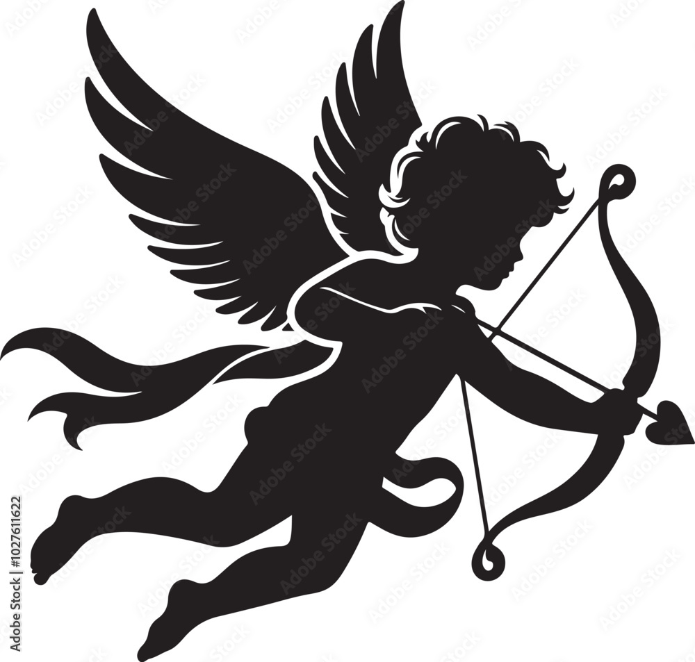 Fototapeta premium Cupid silhouette vector illustration