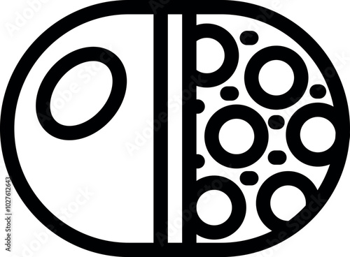 Simple vector icon of a blood cell losing oxygen, representing anemia disease and blood health problems