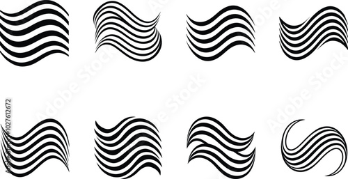 Black and White Wavy Lines Abstract Design Elements