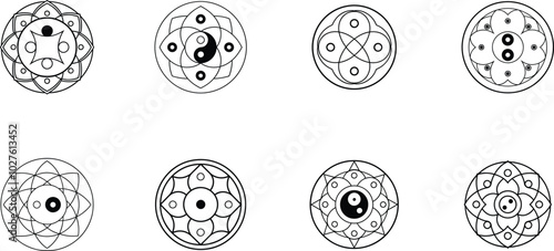 Eight Yin Yang Mandala Designs Art Print