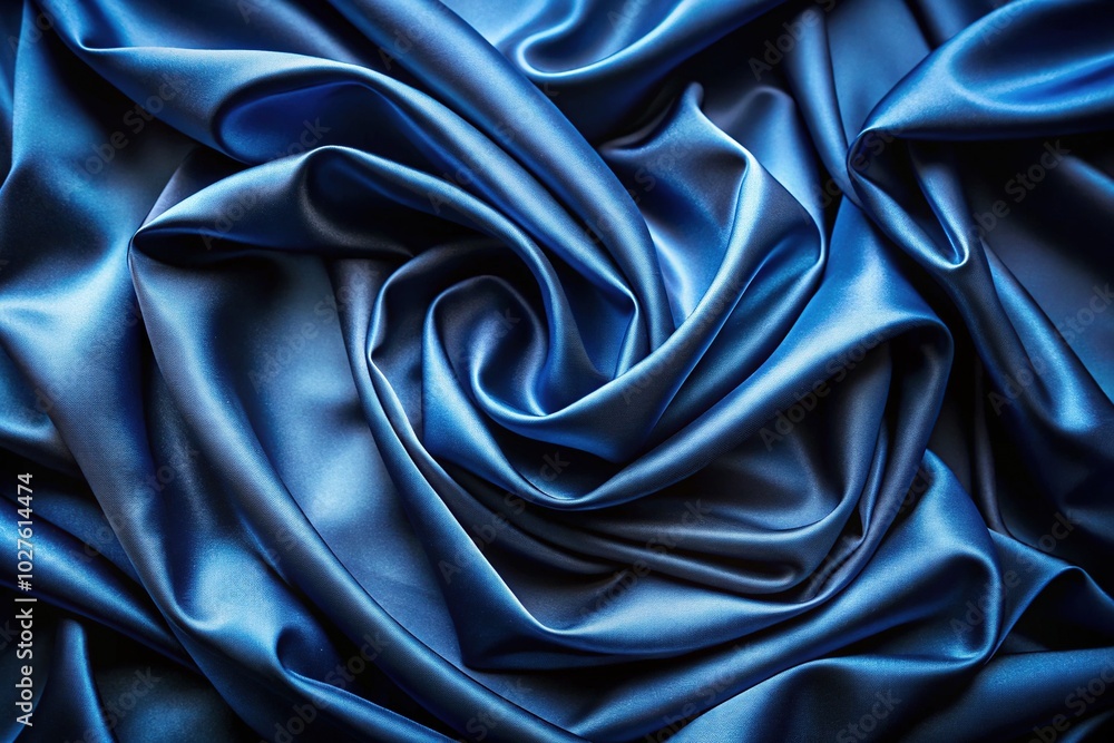 Fototapeta premium Dark Blue Silk Background with Soft Pleats - Elegant Textile Aerial Photography