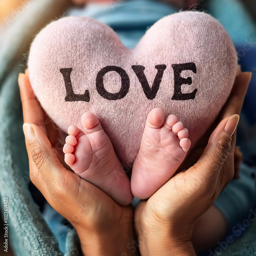 Love Heart Cradling Newborn Baby Feet photo