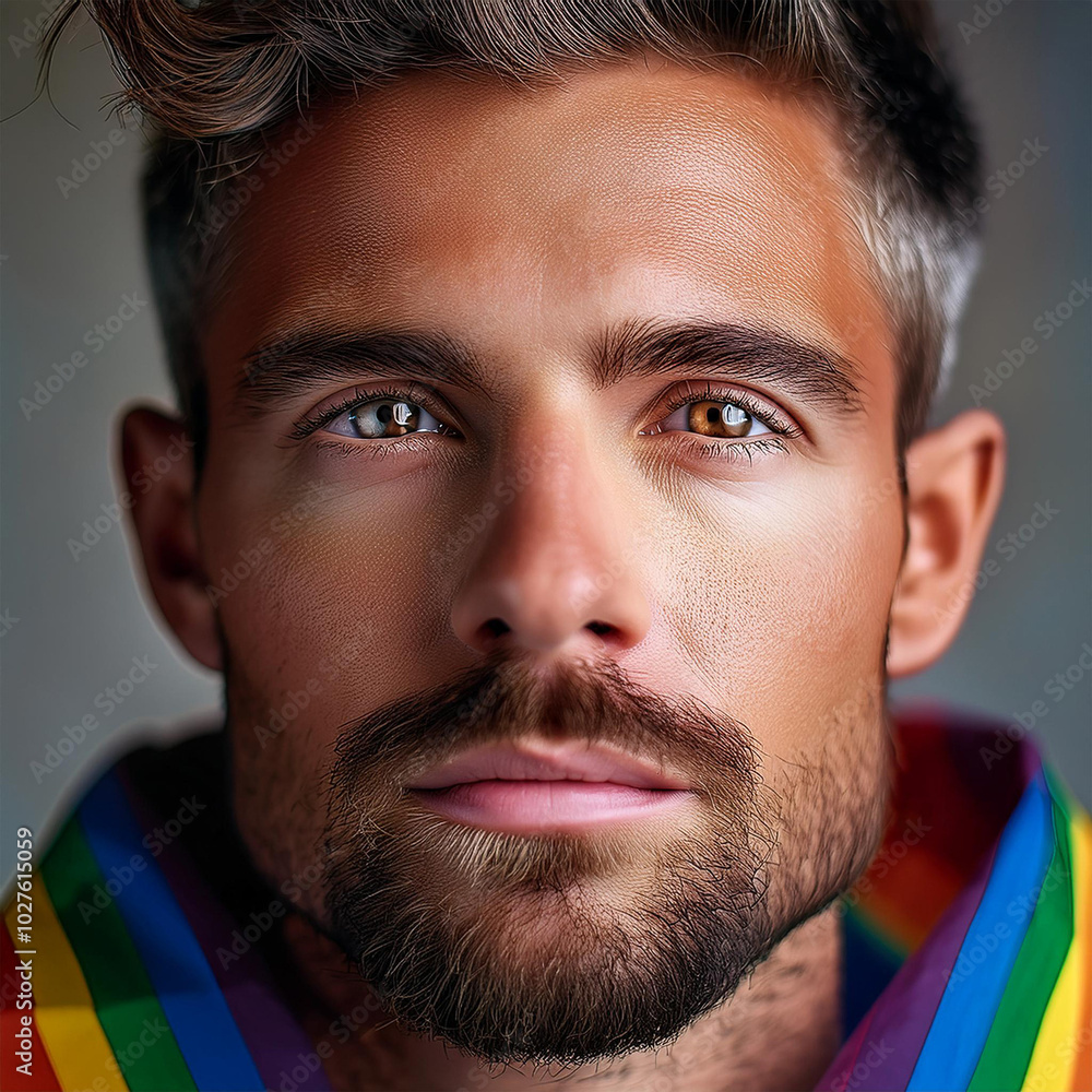 Fototapeta premium Men's Determined Faces Reflecting LGBTQ Solidarity