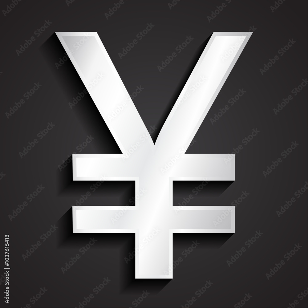 yen currency silver metal symbol yen currency silver metal symbol