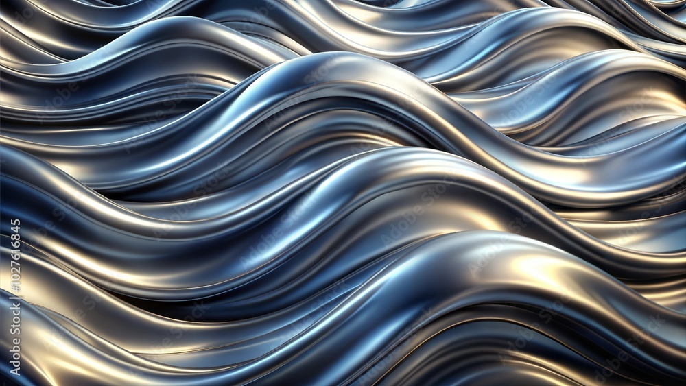 Abstract flowing waves in metallic colors with smooth textures. Abstract flowing waves in metallic colors with smooth textures.