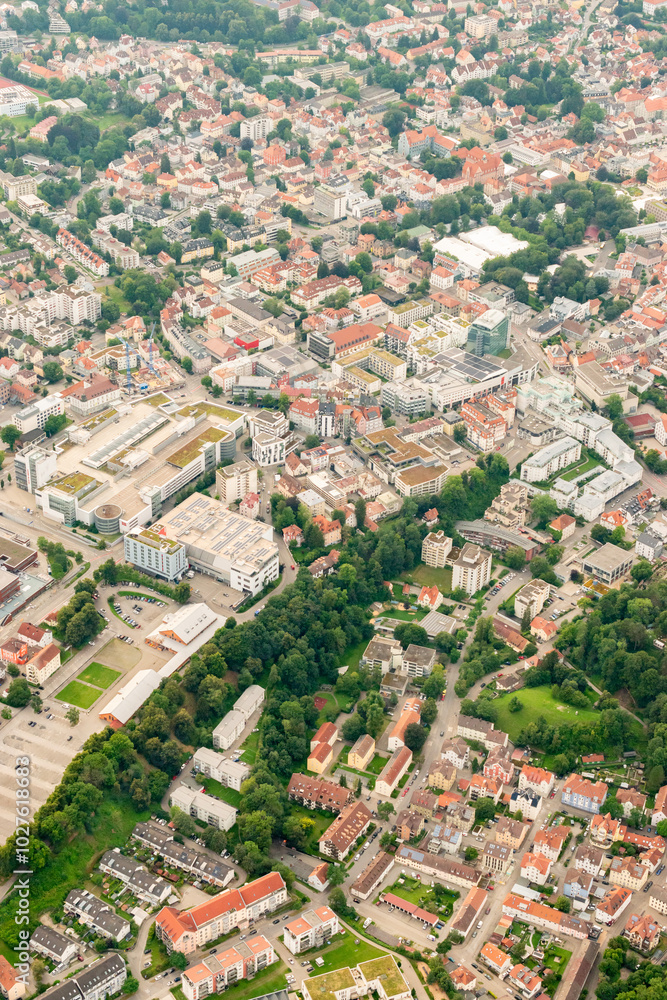 Fototapeta premium Kempten in Germany seen from a small plane