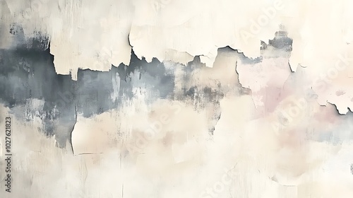 A soft, abstract watercolor design featuring hues of gray, beige, and cream, creating a textured and serene backdrop.