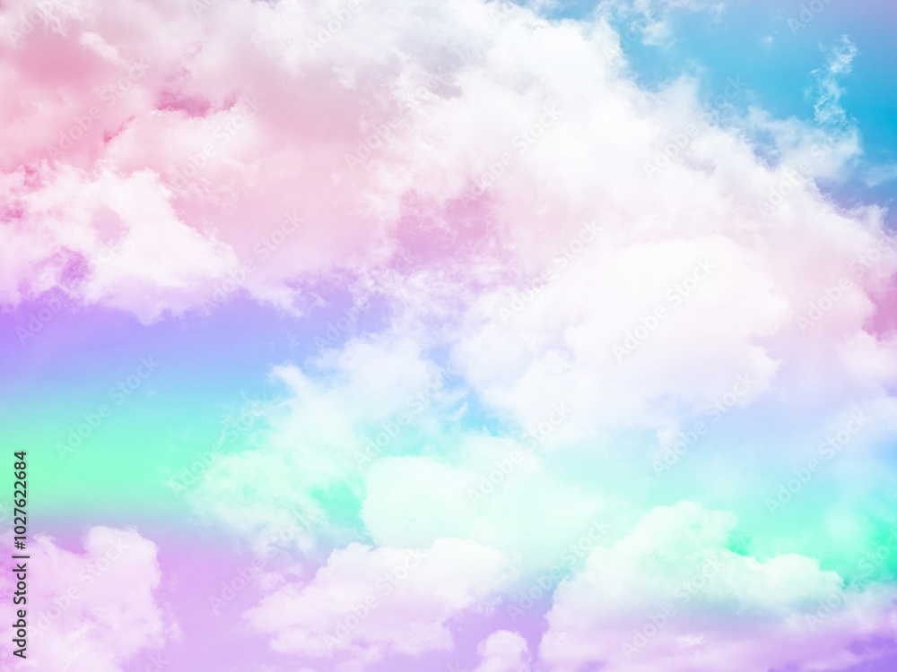 beauty sweet pastel purple and green colorful with fluffy clouds on sky. multi color rainbow image. abstract fantasy growing light beauty sweet pastel purple and green colorful with fluffy clouds on sky. multi color rainbow image. abstract fantasy growing light