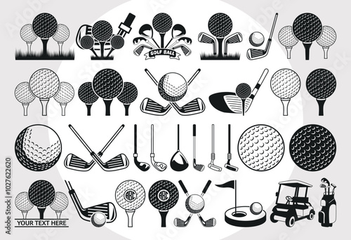 Golf Ball SVG Bundle Golf Club Sports Golf Bag Silhouette Golf Car Cut File Bundle