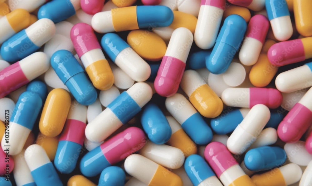 a pile of multicolored pills sitting on top of a pile of white and blue pills on top of each other a pile of multicolored pills sitting on top of a pile of white and blue pills on top of each other