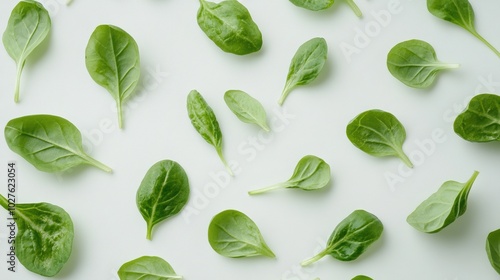 Wallpaper Mural Close-up of textured salad leaves on smooth white surface Torontodigital.ca