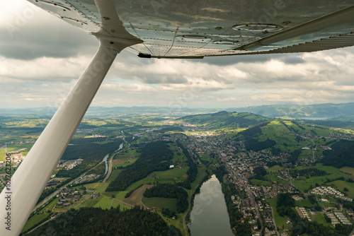 Fotografía Rural scenery near Luzern in Switzerland seen from a small plane
