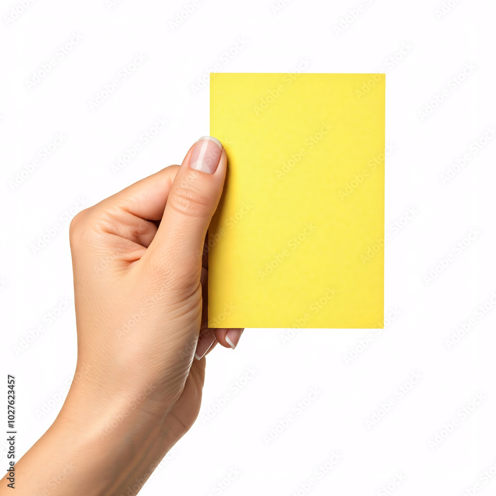 woman holding blank yellow sticky note on white background woman holding blank yellow sticky note on white background