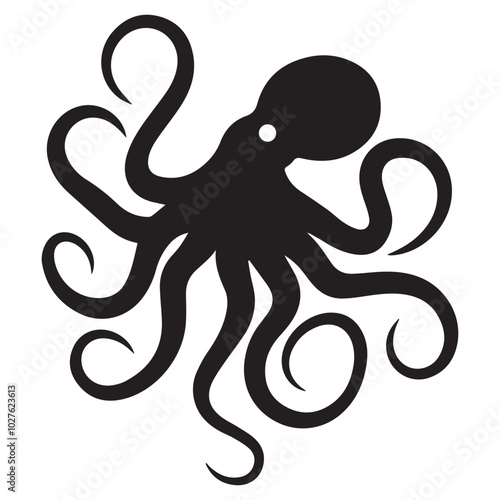 vector silhouette of a octopus sea animal icon sign symbol illustration